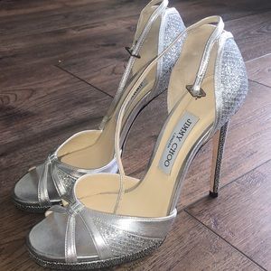 Jimmy Choo Metallic Silver Heels